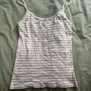 Brandy Melville Pink and White Striped Tank Top